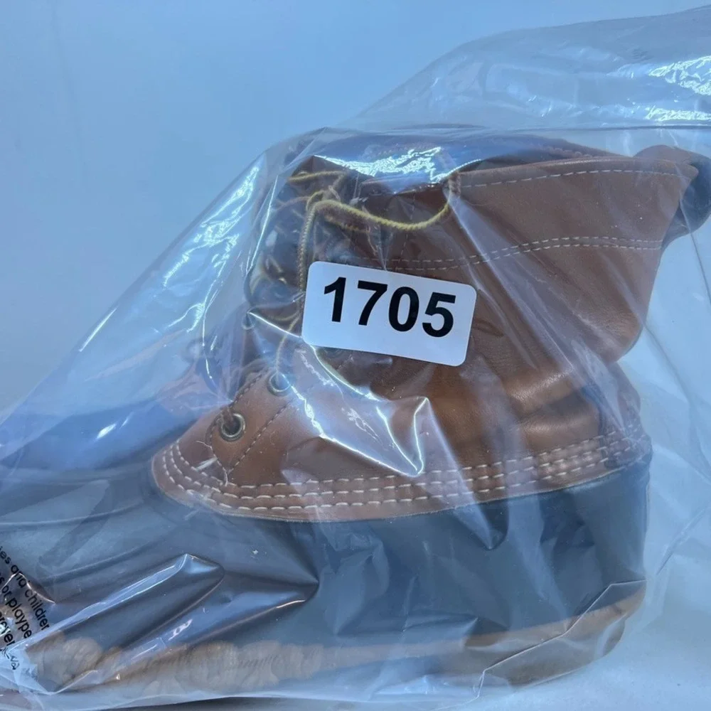 LL Bean Bean Boots Mens 9 M Leather Brown Rubber Waterproof‎ Made USA Duck VTG